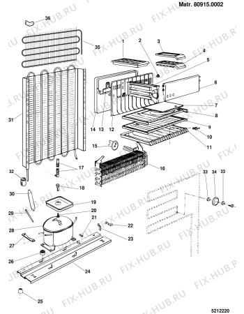 Взрыв-схема холодильника 2I MARCHI DP290NFSTAR (F015832) - Схема узла