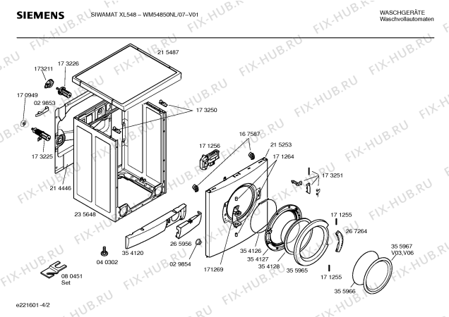 Схема №3 WM54850NL SIWAMAT XL548 electronic с изображением Таблица программ для стиралки Siemens 00524458