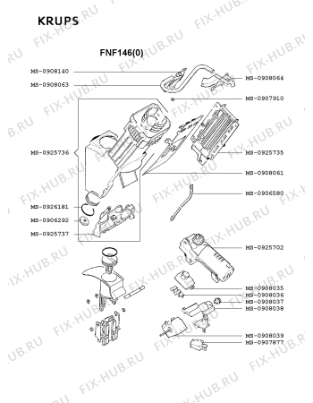 Взрыв-схема кофеварки (кофемашины) Krups FNF146(0) - Схема узла 7P001887.1P4