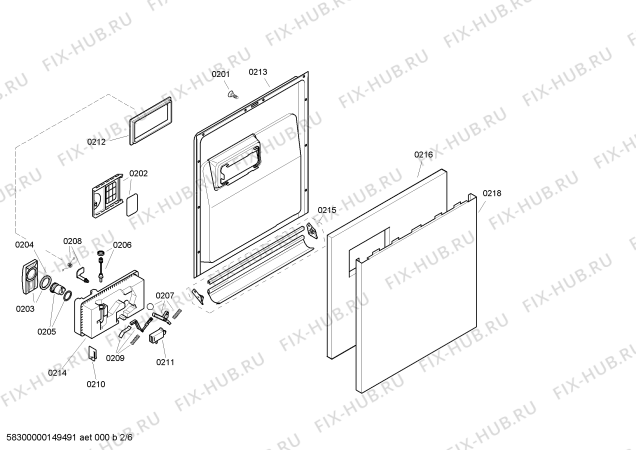 Взрыв-схема посудомоечной машины Bosch SGS33E12TR - Схема узла 02