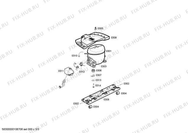 Взрыв-схема холодильника Continental RSV465046N CONTINENTAL - Схема узла 03