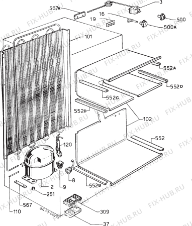 Взрыв-схема холодильника Zanussi ZV25 - Схема узла Refrigerator cooling system