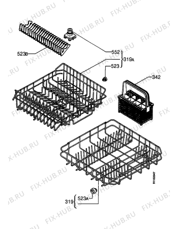 Взрыв-схема посудомоечной машины Marijnen CMS740 - Схема узла Baskets, tubes 061