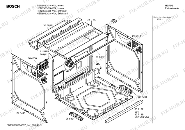 Схема №4 HEN4500 с изображением Кольцо для духового шкафа Bosch 00168858