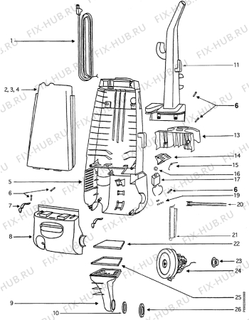 Взрыв-схема пылесоса Zanussi Z1360 - Схема узла Section 2