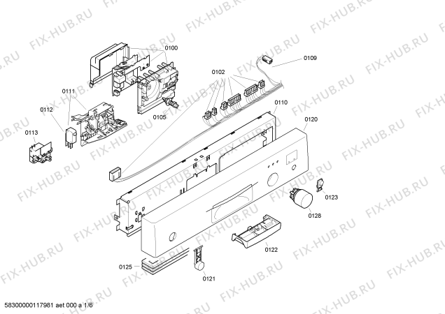 Схема №1 S44E55N0EU с изображением Передняя панель для посудомоечной машины Bosch 00445962
