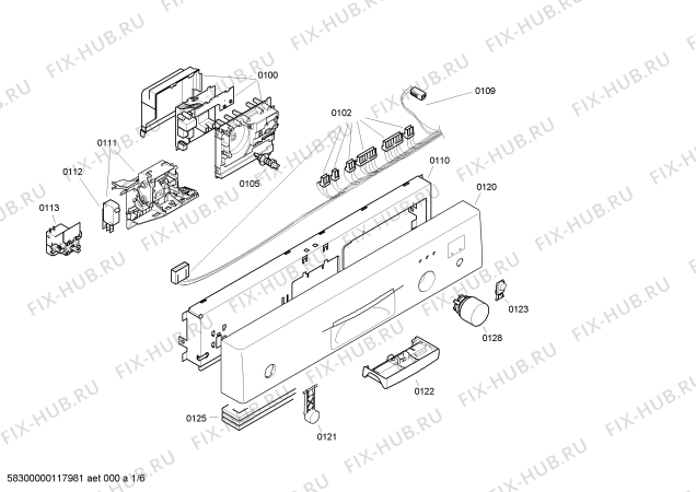 Схема №1 SGI55E06EP с изображением Передняя панель для электропосудомоечной машины Bosch 00446939