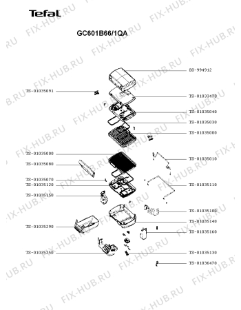 Схема №1 GC601B66/1QA с изображением Стекло для электрогриля Rowenta TS-01033470