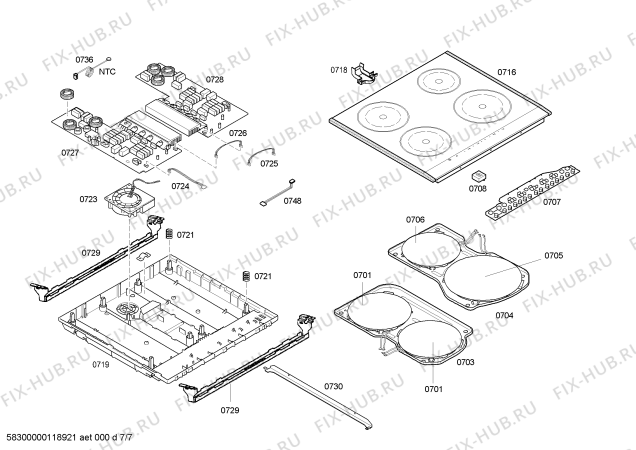 Взрыв-схема плиты (духовки) Bosch HLN658020F - Схема узла 07