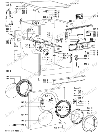 Схема №2 AWO/D 8007 с изображением Блок управления для стиралки Whirlpool 481221470697