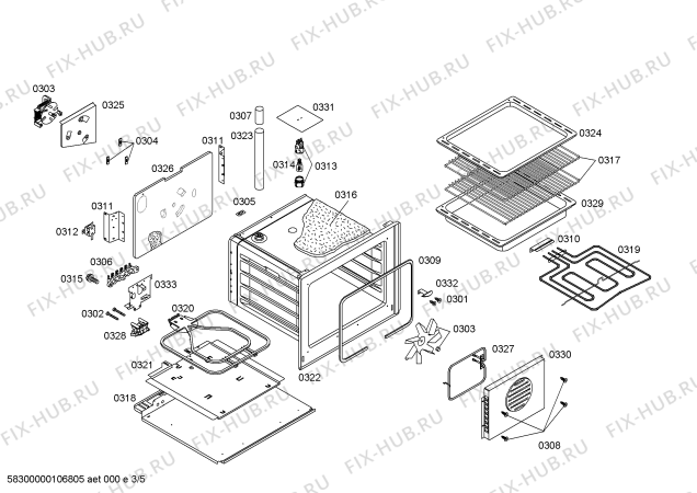 Схема №1 P1HCB48458 с изображением Стеклокерамика для электропечи Bosch 00242975