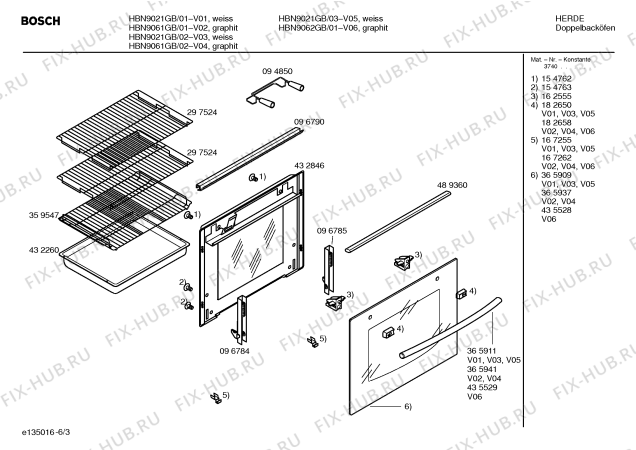 Схема №3 HBN9060GB с изображением Ручка двери для плиты (духовки) Bosch 00365941