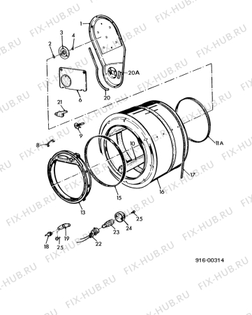 Взрыв-схема стиральной машины Electrolux EDE571E - Схема узла Drum