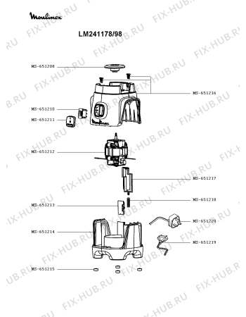 Схема №1 LM2421EG/4610 с изображением Корпусная деталь для электромиксера Moulinex MS-651232