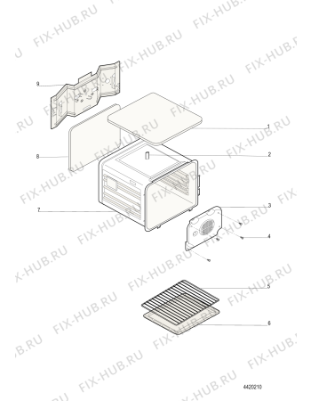 Взрыв-схема плиты (духовки) Hotpoint SX1046SLP0X (F087096) - Схема узла