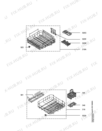 Взрыв-схема посудомоечной машины Electrolux ESF642 - Схема узла Baskets, tubes 061