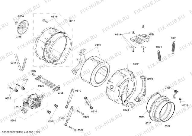 Схема №3 WLM204C00W BOSCH Avantixx 6.2kg с изображением Корпус для стиральной машины Siemens 00713957