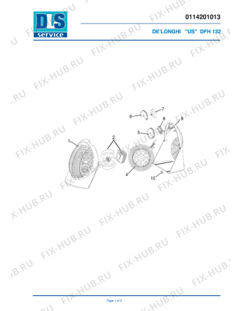 Схема №1 DFH132 с изображением Часть корпуса для обогревателя (вентилятора) DELONGHI TC1045