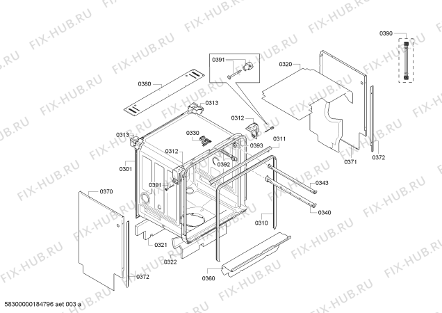Взрыв-схема посудомоечной машины Bosch SMU86R15DE, Exclusiv made in Germany - Схема узла 03