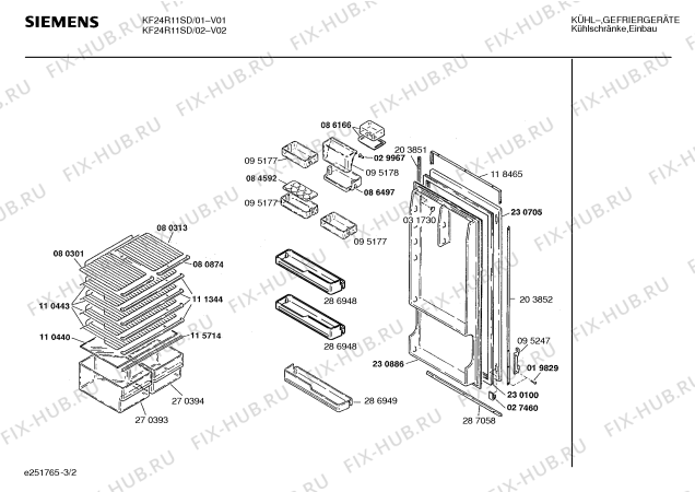 Взрыв-схема холодильника Siemens KF24R11SD - Схема узла 02