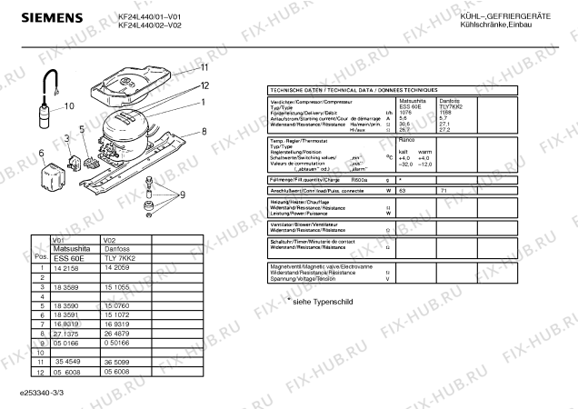 Взрыв-схема холодильника Siemens KF24L440 - Схема узла 03