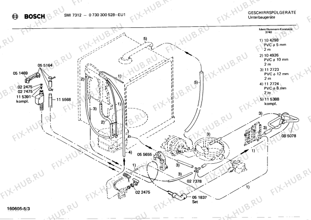 Схема №3 0730300528 SMI7312 с изображением Панель для электропосудомоечной машины Bosch 00116526