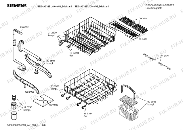 Схема №1 SE64A632EU с изображением Инструкция по эксплуатации для посудомойки Siemens 00589251