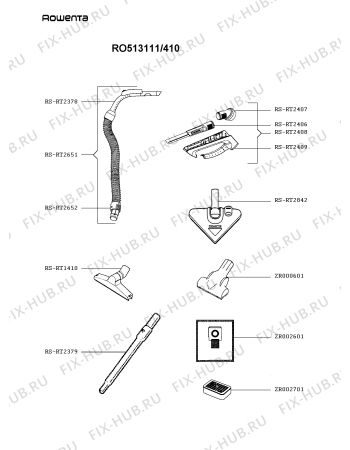 Взрыв-схема пылесоса Rowenta RO513111/410 - Схема узла JP003317.5P2