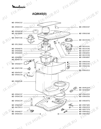 Взрыв-схема кофеварки (кофемашины) Moulinex AQ8645(0) - Схема узла SP001892.8P2