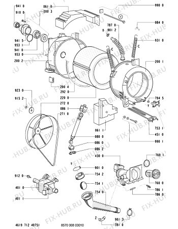Взрыв-схема стиральной машины Whirlpool AWM 008/3-D - Схема узла