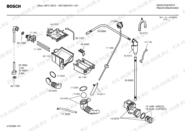 Схема №1 WFO2870 Maxx WFO 2870 с изображением Инструкция по установке и эксплуатации для стиральной машины Bosch 00586983