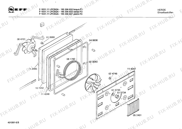 Взрыв-схема плиты (духовки) Neff 195306832 F-1031.11LPCSGA - Схема узла 05