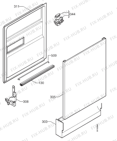 Взрыв-схема посудомоечной машины Zanussi DW914W - Схема узла Door 003