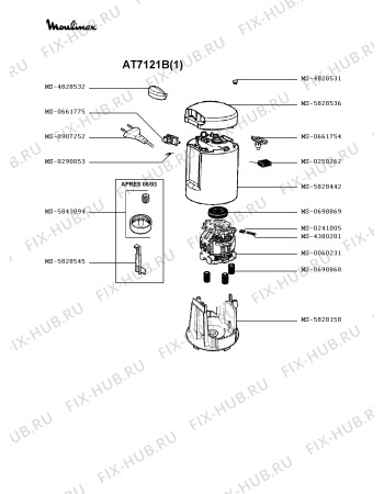 Взрыв-схема блендера (миксера) Moulinex AT7121B(1) - Схема узла QP001341.8P2