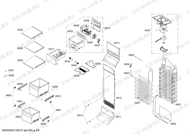 Взрыв-схема холодильника Bosch B22CS30SNI - Схема узла 04