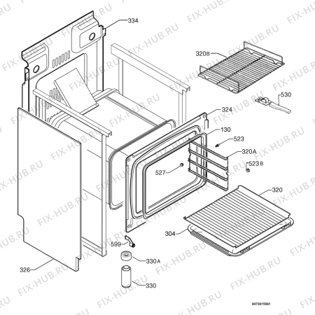 Взрыв-схема плиты (духовки) Zanussi ZCM64DCX - Схема узла Housing 001