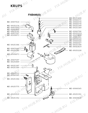 Взрыв-схема кофеварки (кофемашины) Krups FNB446(0) - Схема узла HP001884.5P2