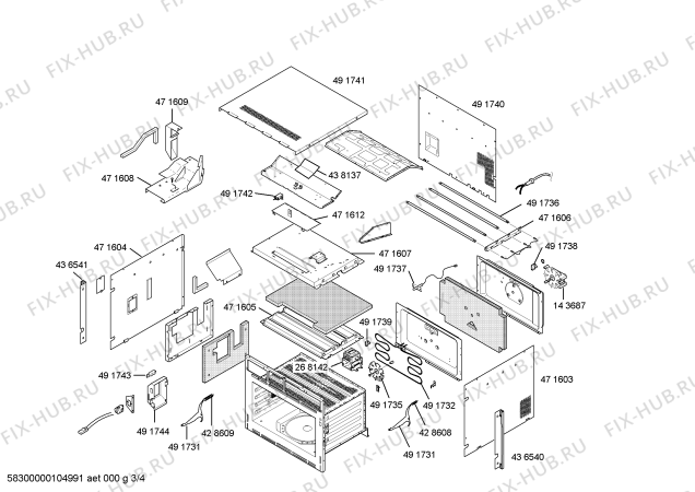 Схема №2 H5972S0 с изображением Панель управления для плиты (духовки) Bosch 00474167