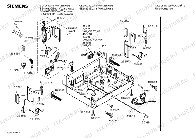 Взрыв-схема посудомоечной машины Siemens SE64631EU - Схема узла 05