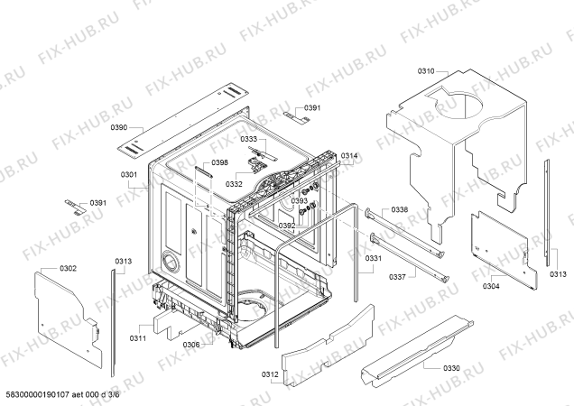 Взрыв-схема посудомоечной машины Bosch SMV25EX00E, SilencePlus - Схема узла 03