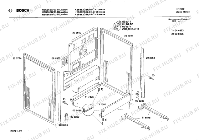 Взрыв-схема плиты (духовки) Bosch HES662G - Схема узла 02