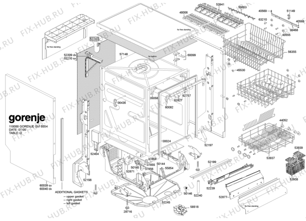 Схема №4 GVI8554 (125762, 125762) с изображением Обшивка для посудомойки Gorenje 793064