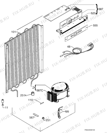 Взрыв-схема холодильника Aeg Electrolux AG98853-4I - Схема узла Cooling system 017