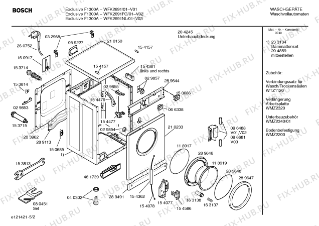 Схема №1 WFK2691NL EXCLUSIV F 1300 A с изображением Инструкция по эксплуатации для стиральной машины Bosch 00521052