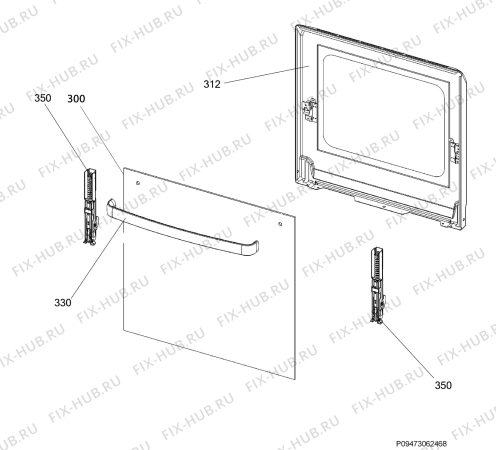 Взрыв-схема плиты (духовки) Faure FCM663MW - Схема узла Door