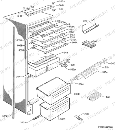 Взрыв-схема холодильника Juno JCF84181 - Схема узла Housing 001