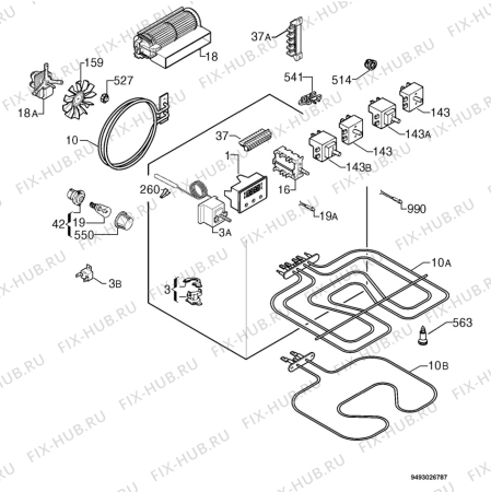 Взрыв-схема плиты (духовки) Privileg 685060_60351 - Схема узла Electrical equipment 268