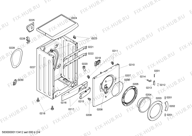 Взрыв-схема стиральной машины Bosch WLF16181CE - Схема узла 02