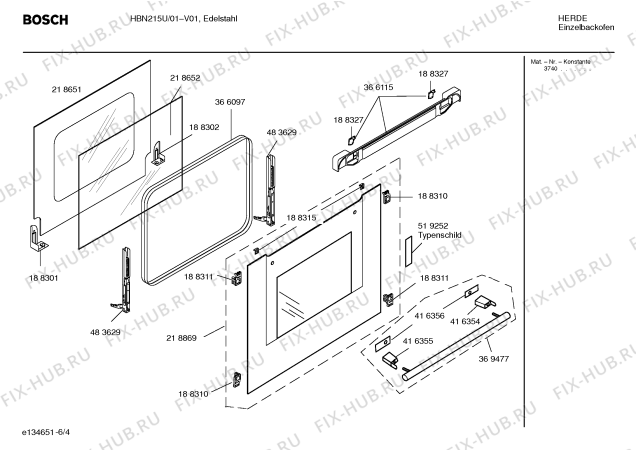 Взрыв-схема плиты (духовки) Bosch HBN215U - Схема узла 04