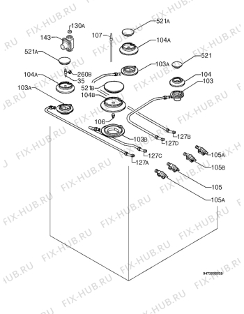 Взрыв-схема плиты (духовки) Zanussi ZCG6630W - Схема узла Functional parts 267